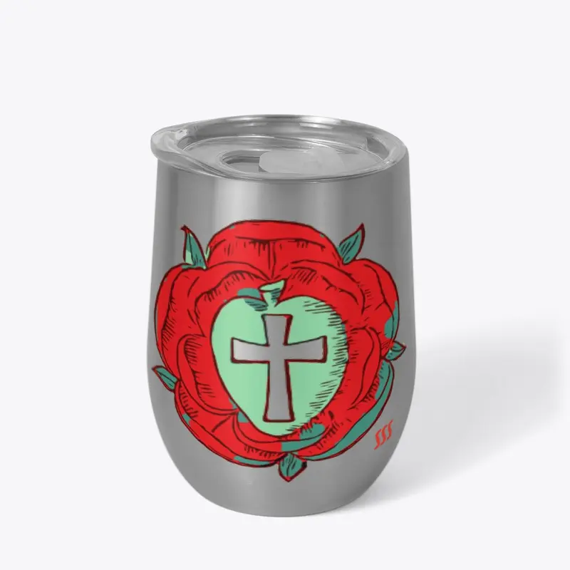 GOLDEN ROSY CROSS WINE TUMBLER